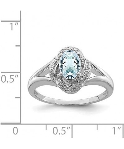 Sterling Silver .01 Ctw (H-I Color, I2-I3 Clarity) Diamond & Oval Aquamarine Ring $75.21 Rings