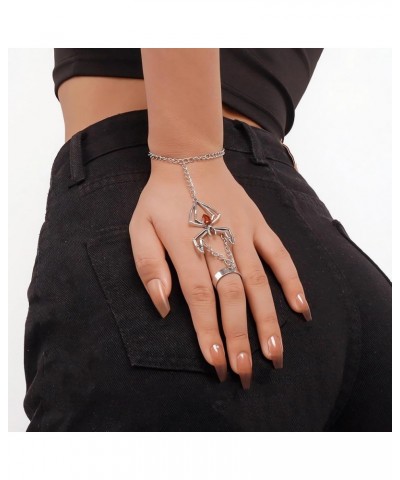 Snake Spider Hand Chain Bracelet Adjustable Spider Finger Ring Bracelet Christmas Birthday Gifts for Women Silver Spider Brac...