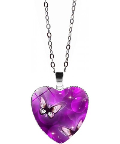 Butterfly Necklaces for Women Teen Girls - Fashion Love Heart Pendant Necklace Colorful Butterfly Necklace Adjustable Chain J...