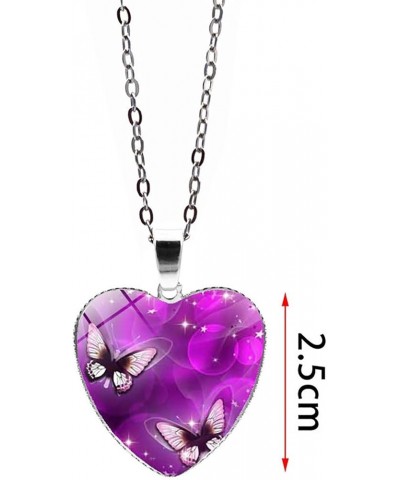 Butterfly Necklaces for Women Teen Girls - Fashion Love Heart Pendant Necklace Colorful Butterfly Necklace Adjustable Chain J...