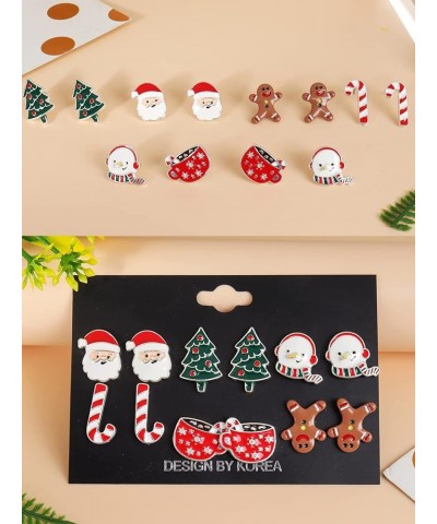 Christmas Earrings Bulk for Women Christmas Stud Earrings Set Christmas Tree Santa Claus Candy Snowman Sonwflake Wreath Bow E...