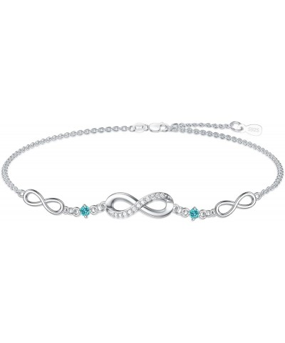 Infintiy Symbol Birthstone Charm Link Bracelet Christmas Gifts for Women 925 Sterling Silver Adjustbale Bracelet Jewelry Birt...