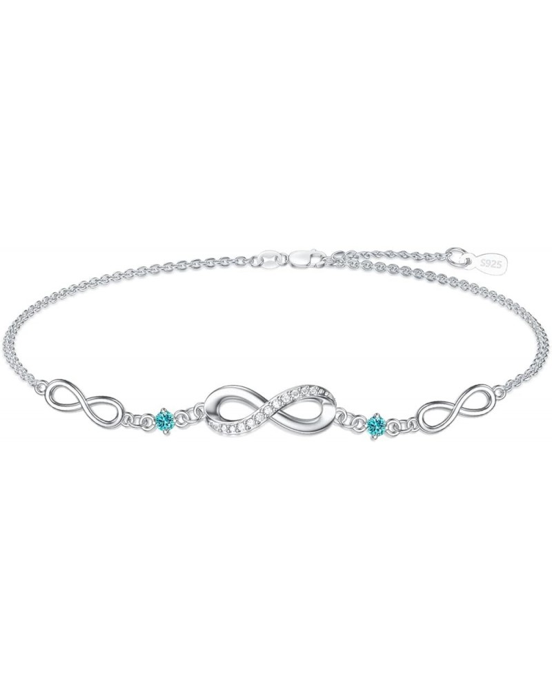 Infintiy Symbol Birthstone Charm Link Bracelet Christmas Gifts for Women 925 Sterling Silver Adjustbale Bracelet Jewelry Birt...