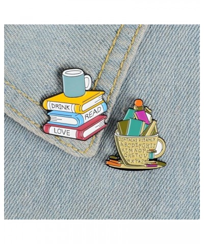 Enamel Pin for Book Lovers, Reading Lover Brooch Pins, Cute Funny Cartoon Books Brooch for Backpack Clothing, Gifts for Teach...