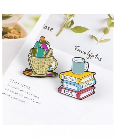 Enamel Pin for Book Lovers, Reading Lover Brooch Pins, Cute Funny Cartoon Books Brooch for Backpack Clothing, Gifts for Teach...