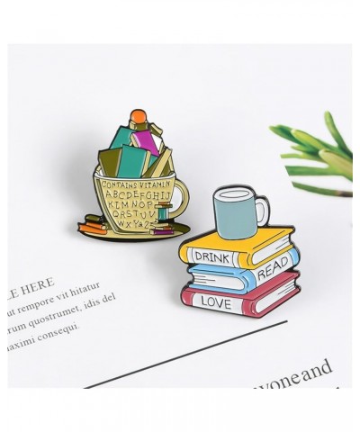 Enamel Pin for Book Lovers, Reading Lover Brooch Pins, Cute Funny Cartoon Books Brooch for Backpack Clothing, Gifts for Teach...