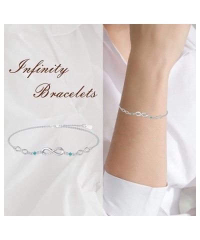 Infintiy Symbol Birthstone Charm Link Bracelet Christmas Gifts for Women 925 Sterling Silver Adjustbale Bracelet Jewelry Birt...