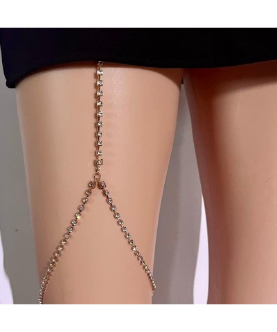 Fashion Rhinestone Elastic Leg Chain Women Fashion Rhinestone Thigh Chain Simple Street Chain Beach Jewelry silvery $7.54 Bod...