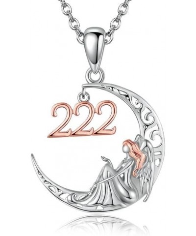 925 Sterling Silver Angel Number 222/444 Necklace Moon Ladies Jewelry Fine Gifts for Women 222 $21.65 Necklaces