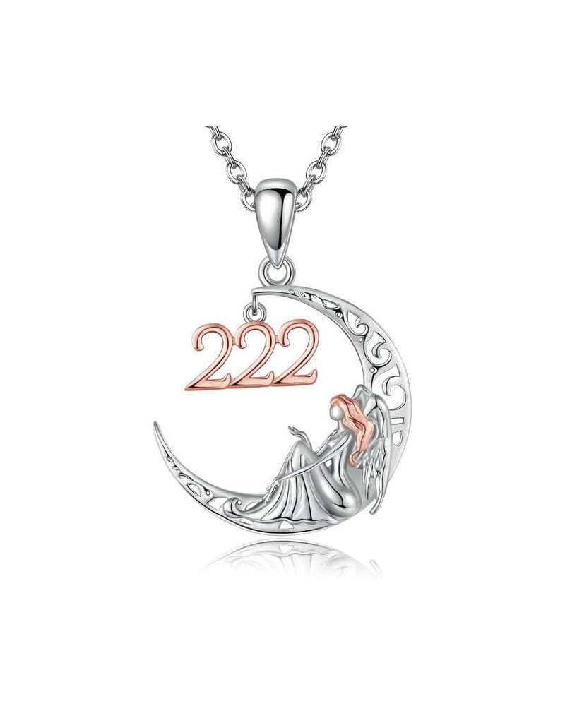 925 Sterling Silver Angel Number 222/444 Necklace Moon Ladies Jewelry Fine Gifts for Women 222 $21.65 Necklaces