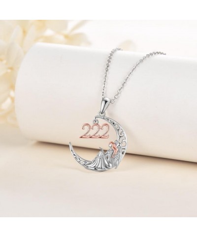 925 Sterling Silver Angel Number 222/444 Necklace Moon Ladies Jewelry Fine Gifts for Women 222 $21.65 Necklaces