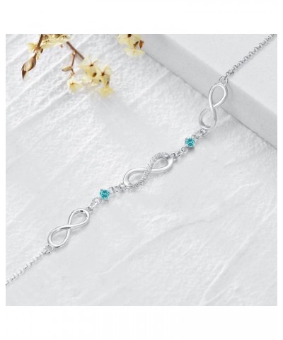 Infintiy Symbol Birthstone Charm Link Bracelet Christmas Gifts for Women 925 Sterling Silver Adjustbale Bracelet Jewelry Birt...