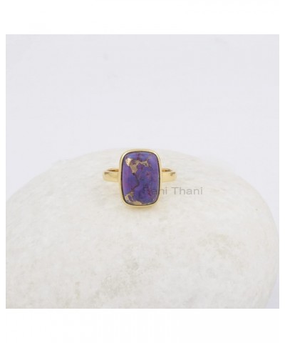 Purple Turquoise Ring, 10x14mm Cushion Gemstone Ring, Handmade Jewelry, Minimalist Ring, 925 Silver Ring, Gold plated Ring, L...