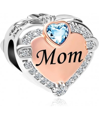 Rose Gold Mom Heart Love Charm Bead for Bracelets March $9.53 Bracelets