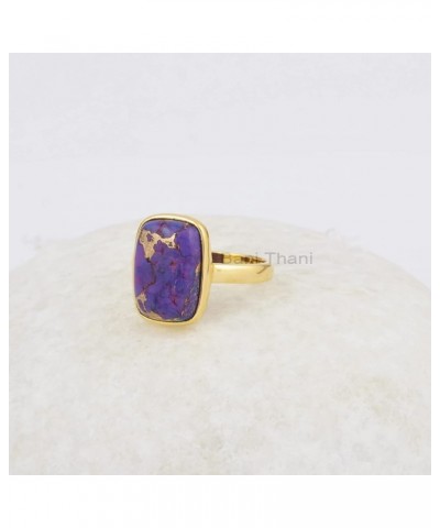 Purple Turquoise Ring, 10x14mm Cushion Gemstone Ring, Handmade Jewelry, Minimalist Ring, 925 Silver Ring, Gold plated Ring, L...