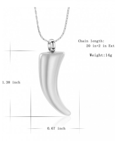 Cremation Ashes Necklace Wolf Tooth Shape Stainless Steel Pendant Memorial Urn Jewelry with Filling Kit Silver $16.06 Necklaces