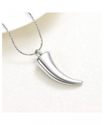 Cremation Ashes Necklace Wolf Tooth Shape Stainless Steel Pendant Memorial Urn Jewelry with Filling Kit Silver $16.06 Necklaces