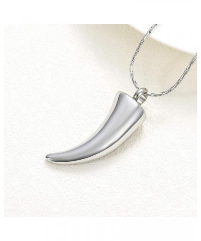 Cremation Ashes Necklace Wolf Tooth Shape Stainless Steel Pendant Memorial Urn Jewelry with Filling Kit Silver $16.06 Necklaces