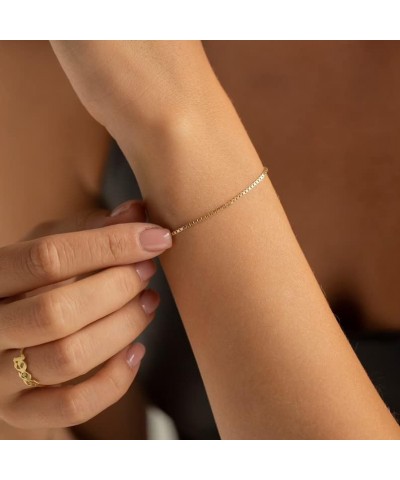 Gold Bracelets for Women 14K Gold Bracelets Set for Women Dainty Herringbone Twisted Rope Chain Paperclip Link Bracelets Leaf...