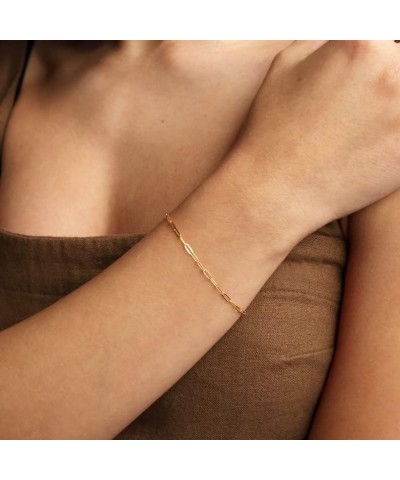 Gold Bracelets for Women 14K Gold Bracelets Set for Women Dainty Herringbone Twisted Rope Chain Paperclip Link Bracelets Leaf...