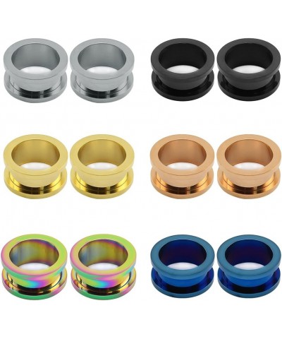 4/6 Pairs Stainless Steel Screw Fit Tunnels Plugs Flesh Expander Stretcher Ear Gauges Piercing Gauge-1/2"(12mm) $8.66 Body Je...