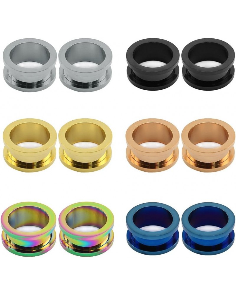 4/6 Pairs Stainless Steel Screw Fit Tunnels Plugs Flesh Expander Stretcher Ear Gauges Piercing Gauge-1/2"(12mm) $8.66 Body Je...