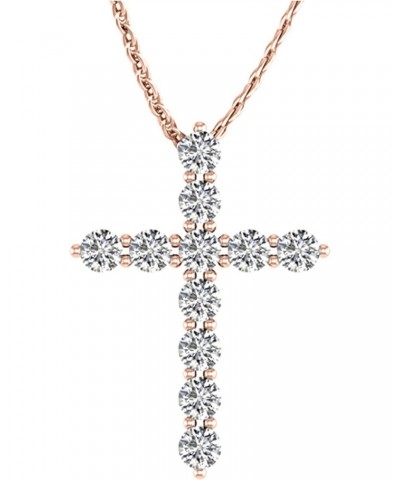 1 Carat Total Weight 14K Rose Gold Diamond Cross Value Collection $252.99 Necklaces