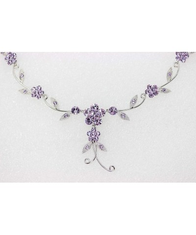 Gorgeous Rhinestone Crystal Dangle Floral Necklace Earrings Set Violet $15.83 Jewelry Sets