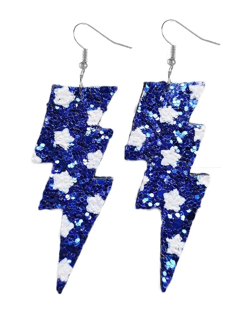 Exaggerated Lightweight Faux Leather Lightning Earrings with Shiny Glitter Sequins Flash Bolt Spot Drop Dangle Earrings Handm...