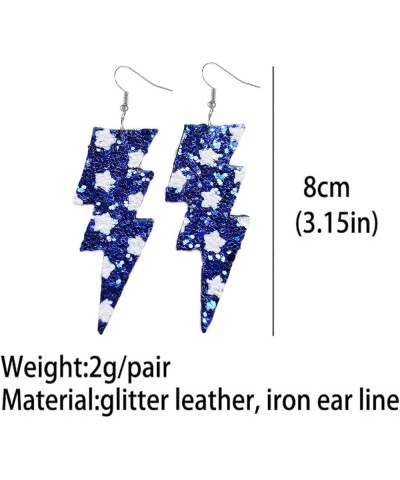 Exaggerated Lightweight Faux Leather Lightning Earrings with Shiny Glitter Sequins Flash Bolt Spot Drop Dangle Earrings Handm...