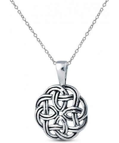 Charmsy Sterling Silver Jewelry Light-Weight Antique Celtic Knot Charm Pendant with Cable Chain for Women 26 MM $13.63 Necklaces