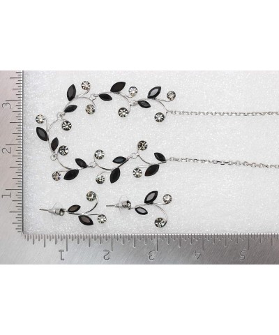 Gorgeous Rhinestone Crystal Floral Necklace Earrings Set Black $22.16 Jewelry Sets