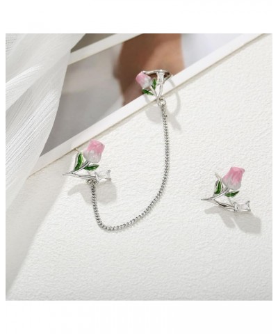 Tulip Earrings for Women, Pink Tulip Cuff Earrings Flower Stud Earrings Tulip Dangle Earrings Tulip A $10.63 Earrings