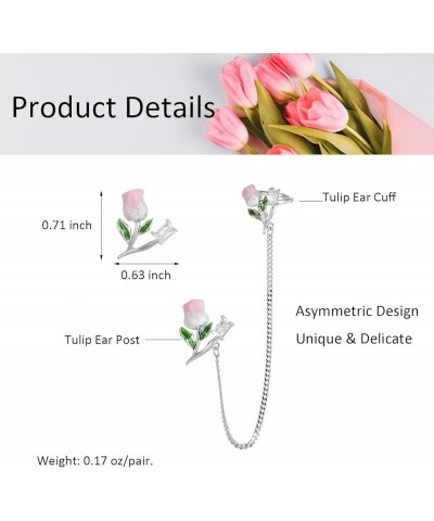 Tulip Earrings for Women, Pink Tulip Cuff Earrings Flower Stud Earrings Tulip Dangle Earrings Tulip A $10.63 Earrings