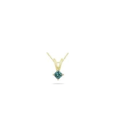 Princess Cut Blue Diamond Solitaire Pendant in White & Yellow Gold Yellow Gold 0.25 carats $33.12 Necklaces