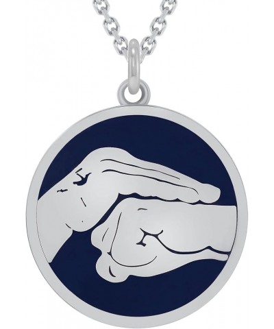 Martial Arts Karate Pendant Necklace in Solid 14k Gold, Made in America 16" Necklace Blue Enamel White Gold $149.85 Necklaces