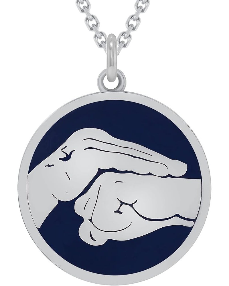 Martial Arts Karate Pendant Necklace in Solid 14k Gold, Made in America 16" Necklace Blue Enamel White Gold $149.85 Necklaces