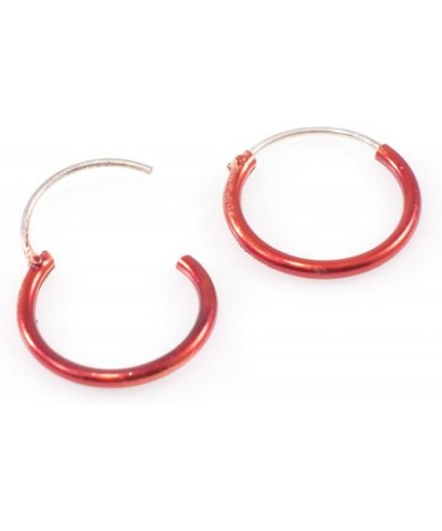 Pair of Hinged Hoops 22 Gauge 1/2" (12mm) Perfect for Cartilage, Helix, Rook and lobe Red $6.41 Body Jewelry