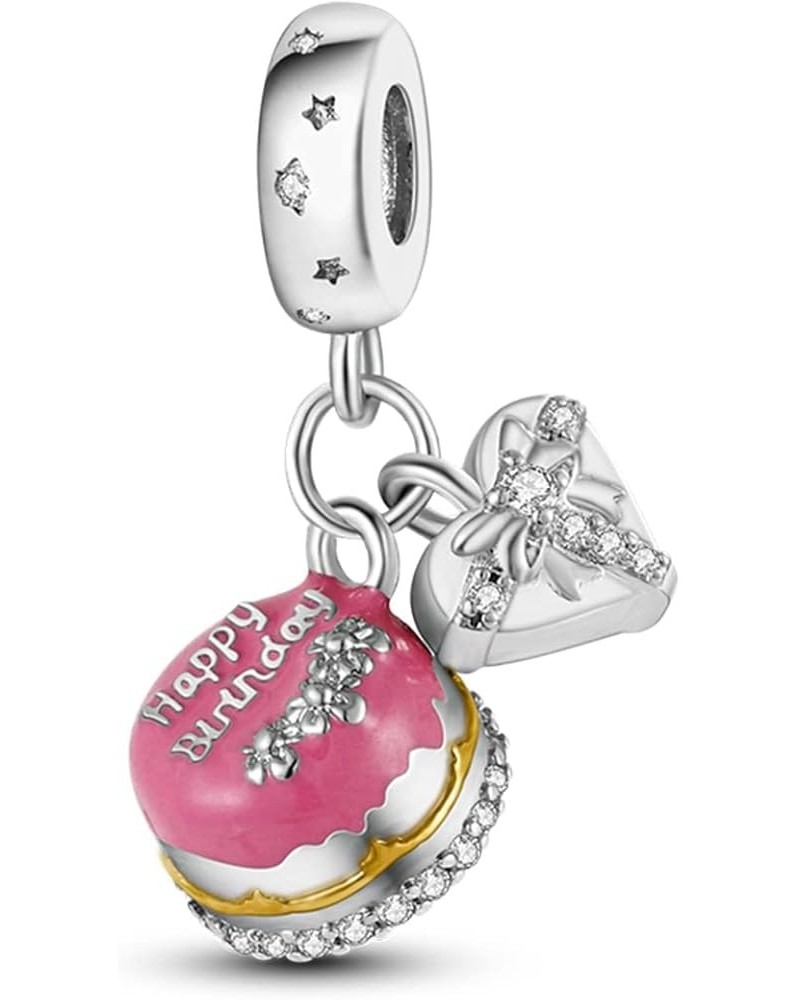 Charm 925 Sterling Silver Pendant,Girl Jewelry Beads Gifts for Women Bracelet&Necklace Birthday cake with gift charm $9.89 Br...