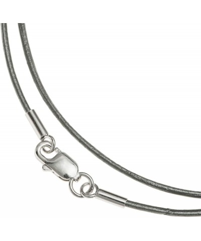 925 Sterling Silver Round Leather Cord 1mm Choker Necklace Grey 22 Inches $9.22 Necklaces