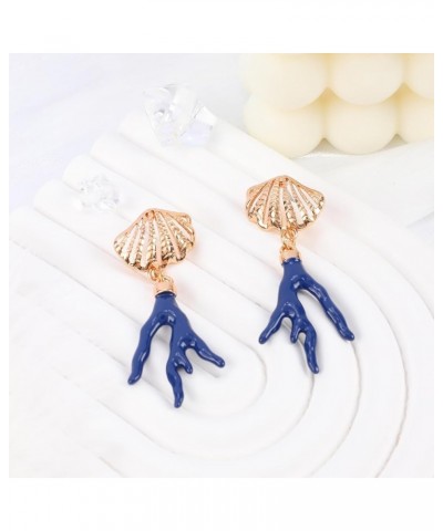 Sea Shell Dangle Earrings for Women Coral Pendant Irregular Earrings Scallop Shell Hollow Out Alloy Statement Earrings Handma...