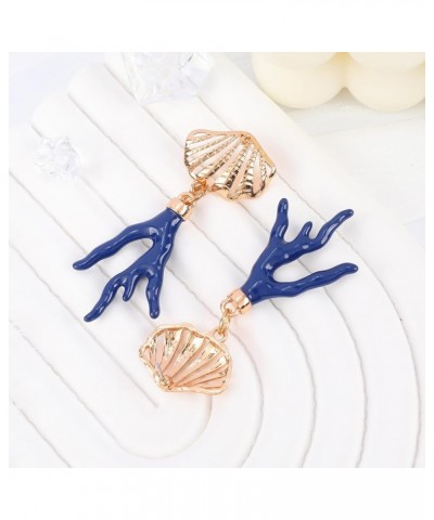 Sea Shell Dangle Earrings for Women Coral Pendant Irregular Earrings Scallop Shell Hollow Out Alloy Statement Earrings Handma...