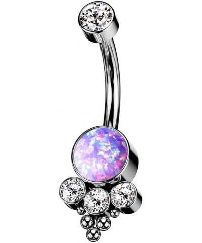 14GA G23 Implant Grade Titanium Synthetic Opal with Ball Clusters Internally Threaded Belly Button Ring Purple $9.79 Body Jew...