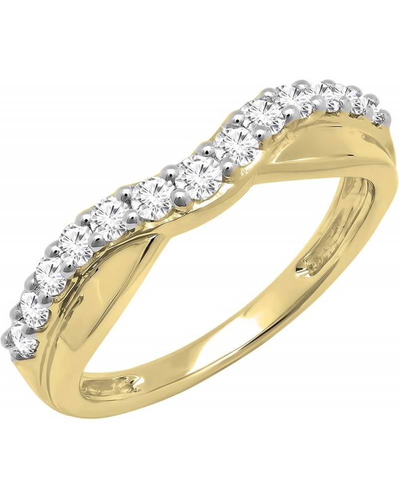 0.55 Carat (ctw) Round White Diamond Contour Wedding Band for Women in 10K Gold 9 Yellow Gold $282.97 Bracelets