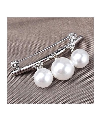 Women Dainty Faux Pearl Crystal Pin Brooch Elegant Wedding Party Sweater Shawl Collar Brooch Clips(Gold) Silver $4.15 Brooche...