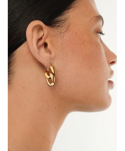 18K Gold Plated Dangle Earrings, Geometric Chain Style, Gold Vermeil Earrings, Gold Tone Chunky Hoop Earrings 18K Gold $11.39...