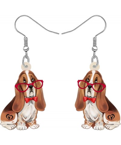 Acrylic Floral Basset Hound Dog Earrings Dangle Drop Anime Animal For Women Girl Fashion Jewelry Charm Gifts Basset Hound B $...