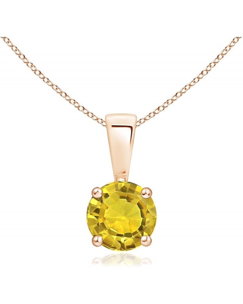 Natural Yellow Sapphire Solitaire Pendant Necklace for Women, Girls in 14K Solid Gold/Platinum/Sterling Silver | September Bi...