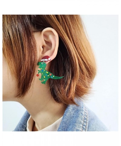 Acrylic Christmas Earrings for Women Girls Cut Acrylic Animals Earrings Christmas Tree Green Caterpillar Sheep Dinosaur Earri...