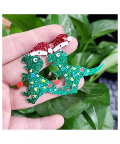 Acrylic Christmas Earrings for Women Girls Cut Acrylic Animals Earrings Christmas Tree Green Caterpillar Sheep Dinosaur Earri...